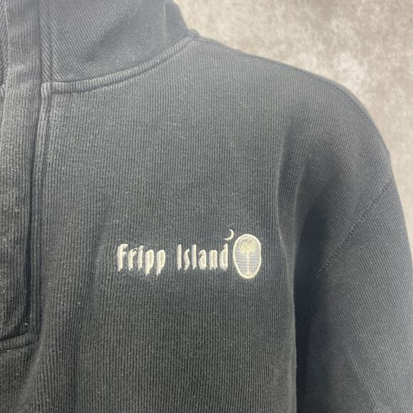 Fripp Island Golf Resort 100% Cotton Men XL 1/4 Zip Pull Over Black Austins Inc - Picture 2 of 7